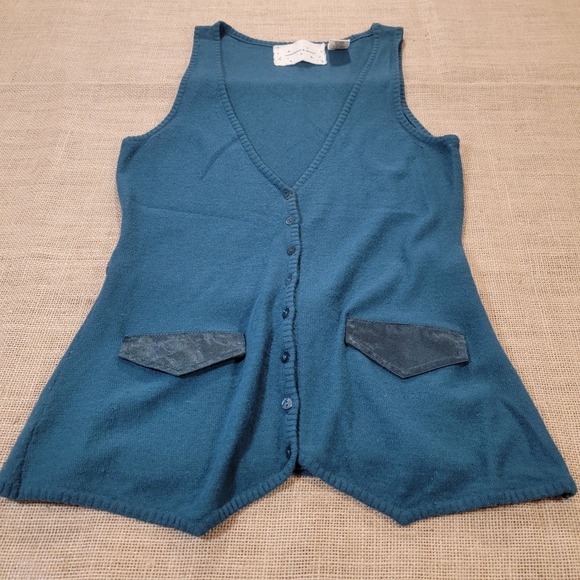 Coincidence & Chance Anthropologie Sweater Vest Button Front Duster Size Medium - Picture 1 of 6